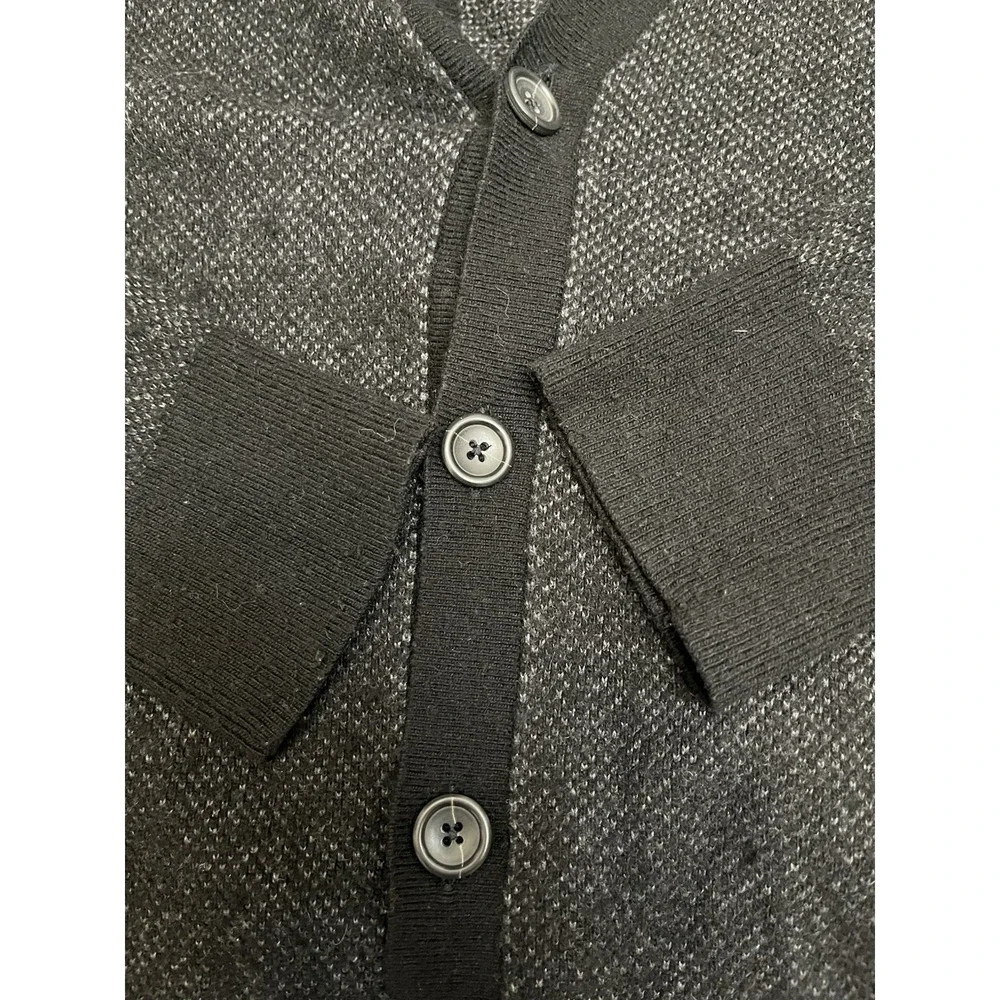 Banana Republic L Men's Yarn Wool Alpaca Black Gray Knit Cardigan Sweater